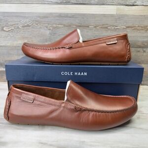 Cole Haan Grand+ Venetian Drivers Men's Size 12 Leather Loafers Brown NWT